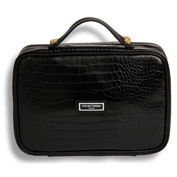 RARE Otis Batterbee Black Croc Carry On Toiletry Case Dopp Kit Travel Makeup Bag - Picture 9 of 9